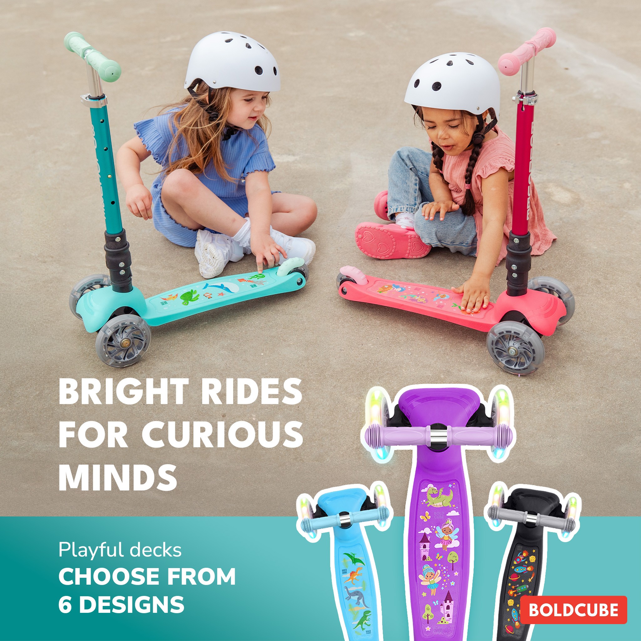 BOLDCUBE Teeny Fold, aqua: bright rides for curious minds