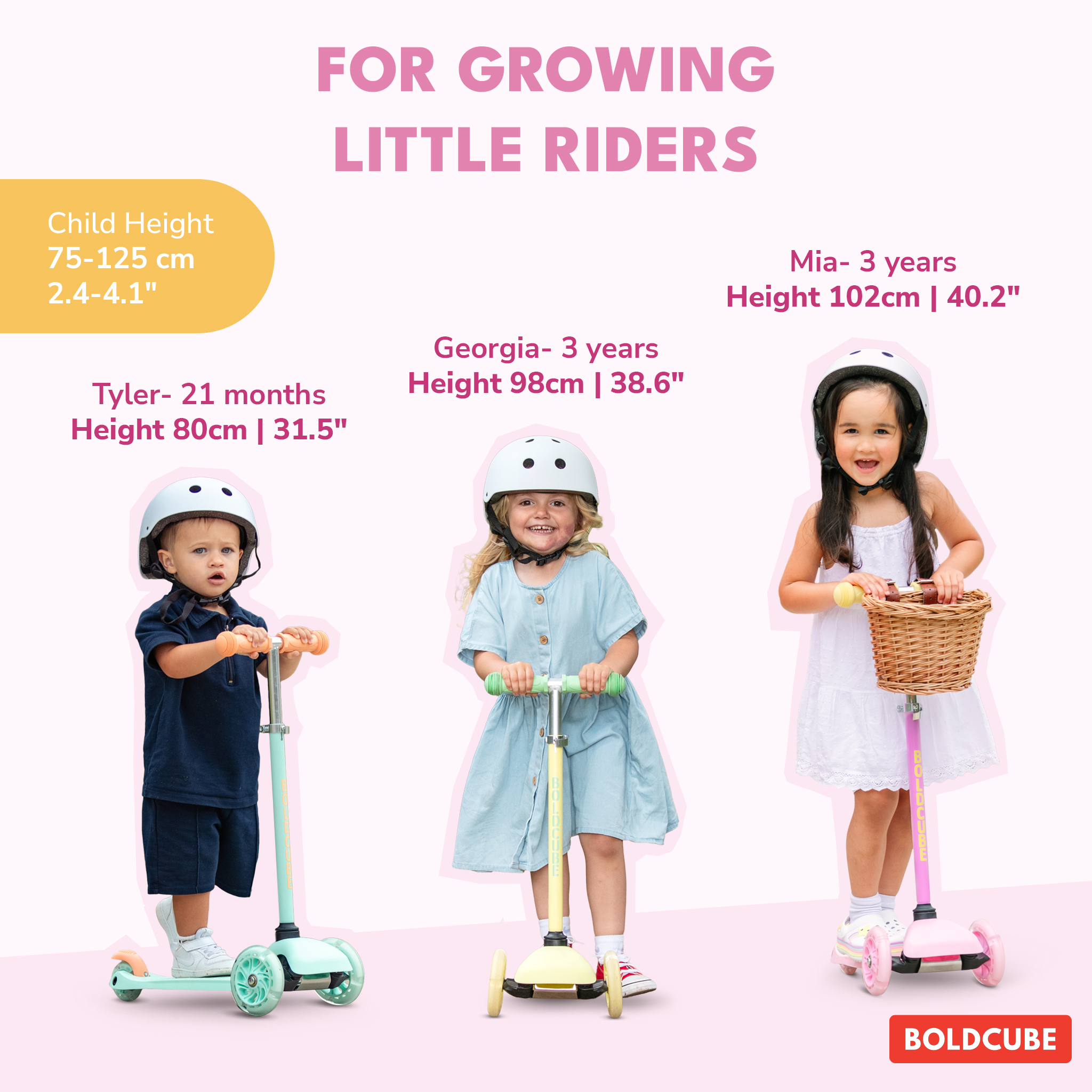 BOLDCUBE Teeny scooter, pink colorway