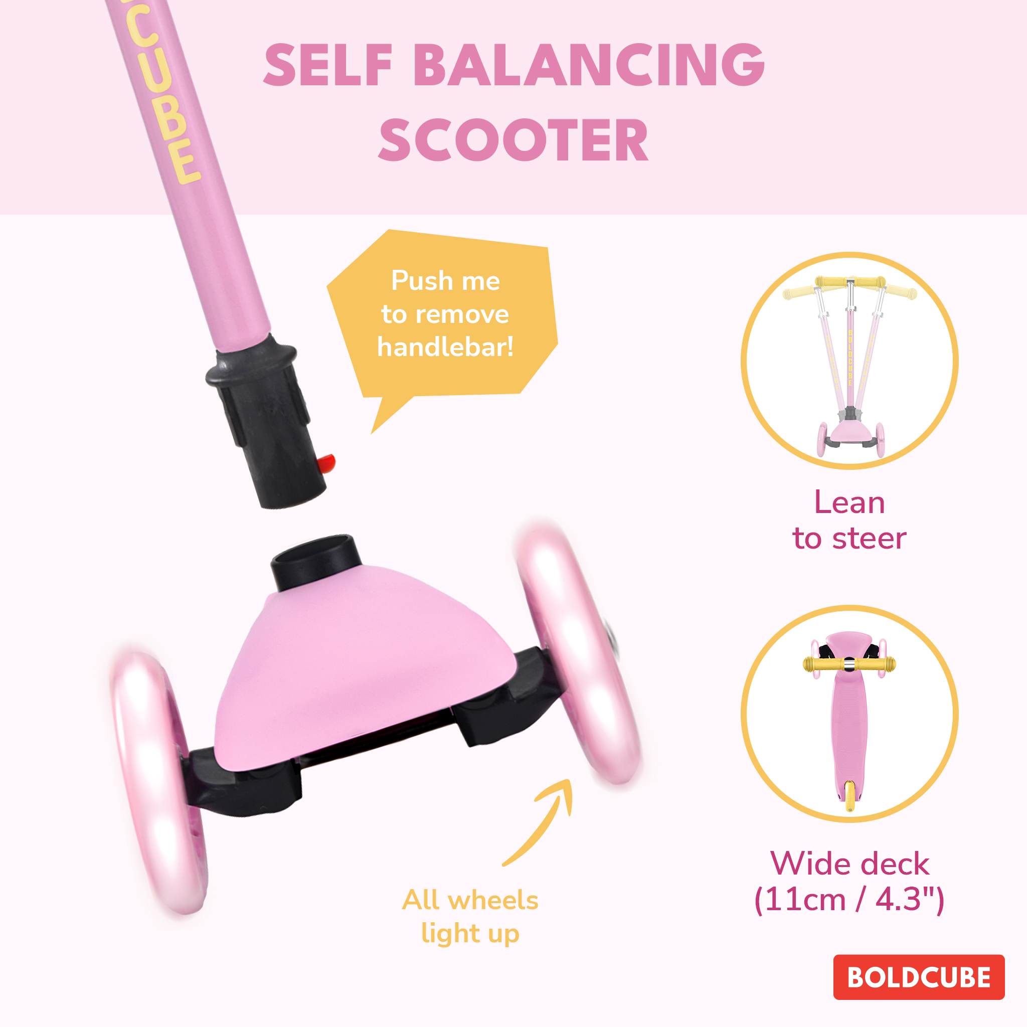 BOLDCUBE Teeny scooter, pink colorway