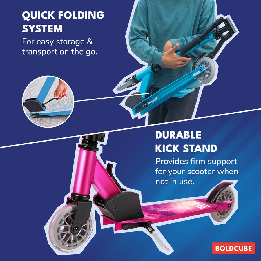 BOLDCUBE Deluxe 2 Wheel, sapphire: quick folding and kick stand