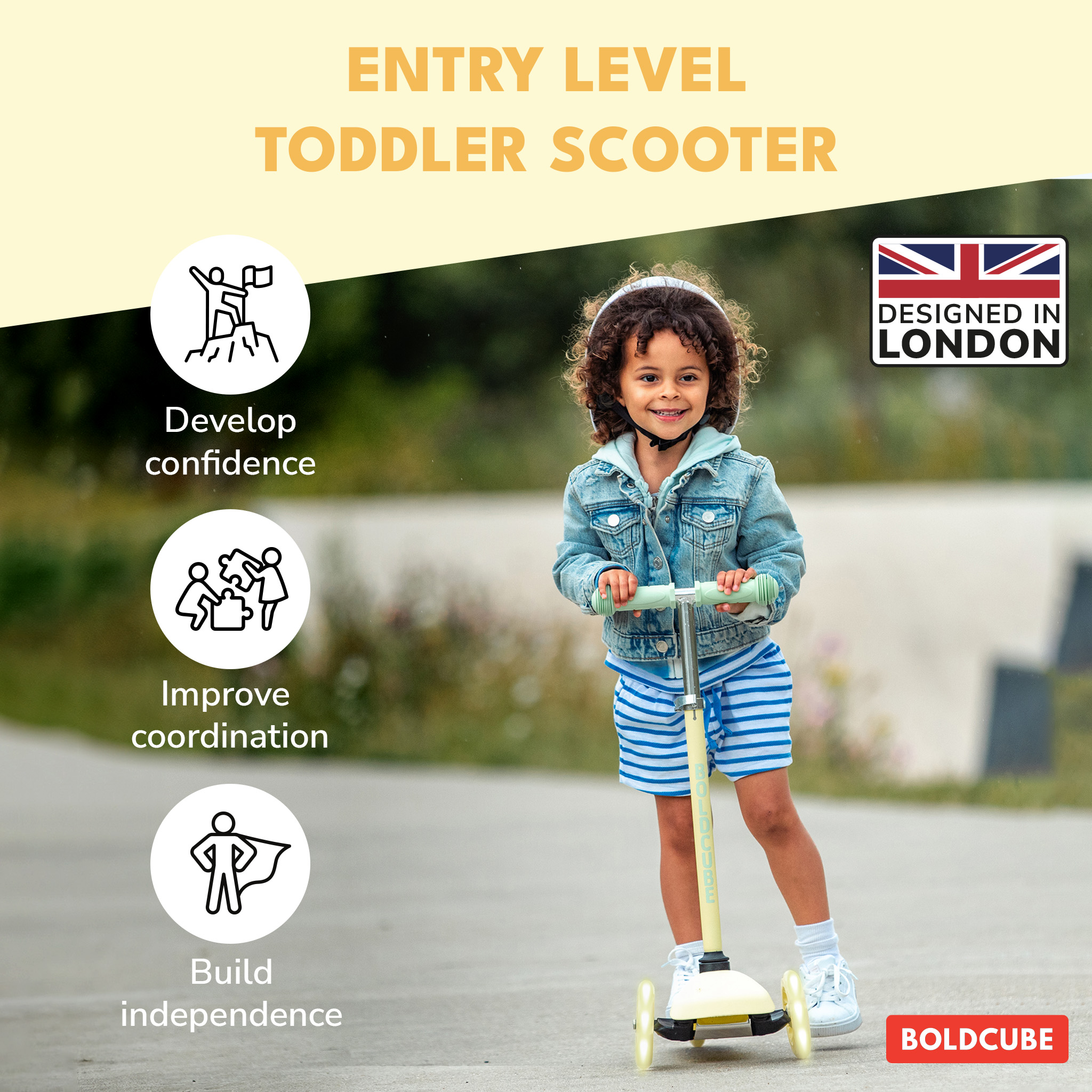 BOLDCUBE Teeny scooter, yellow colorway