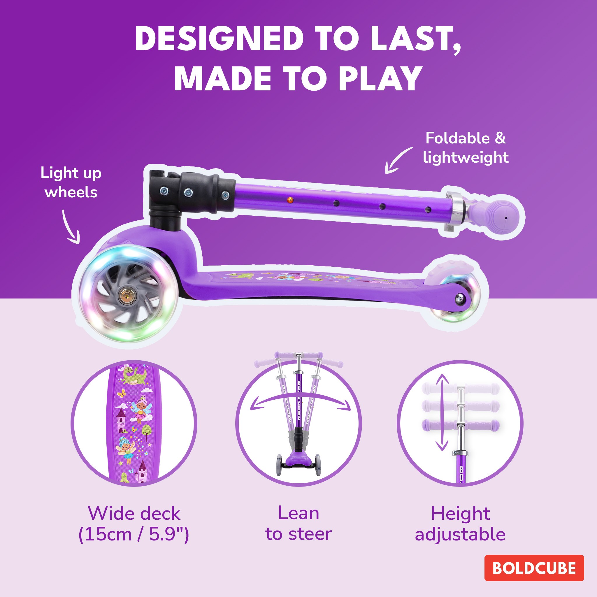 BOLDCUBE Teeny Fold, lilac: designed to last, made to play