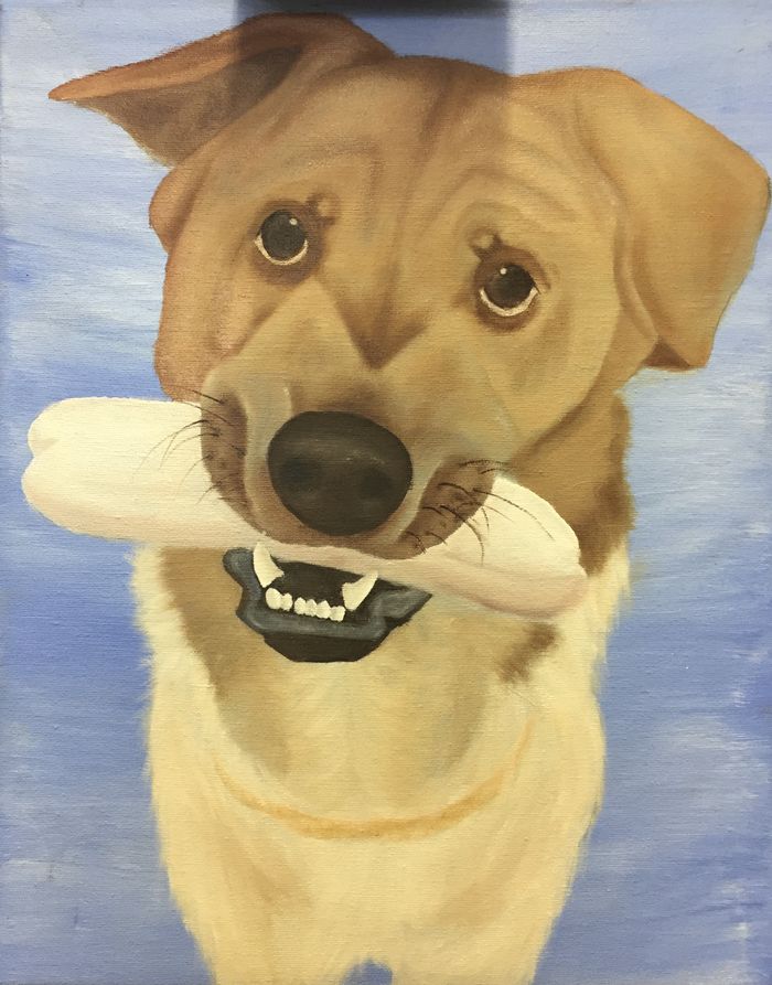 Oil painting of a dog