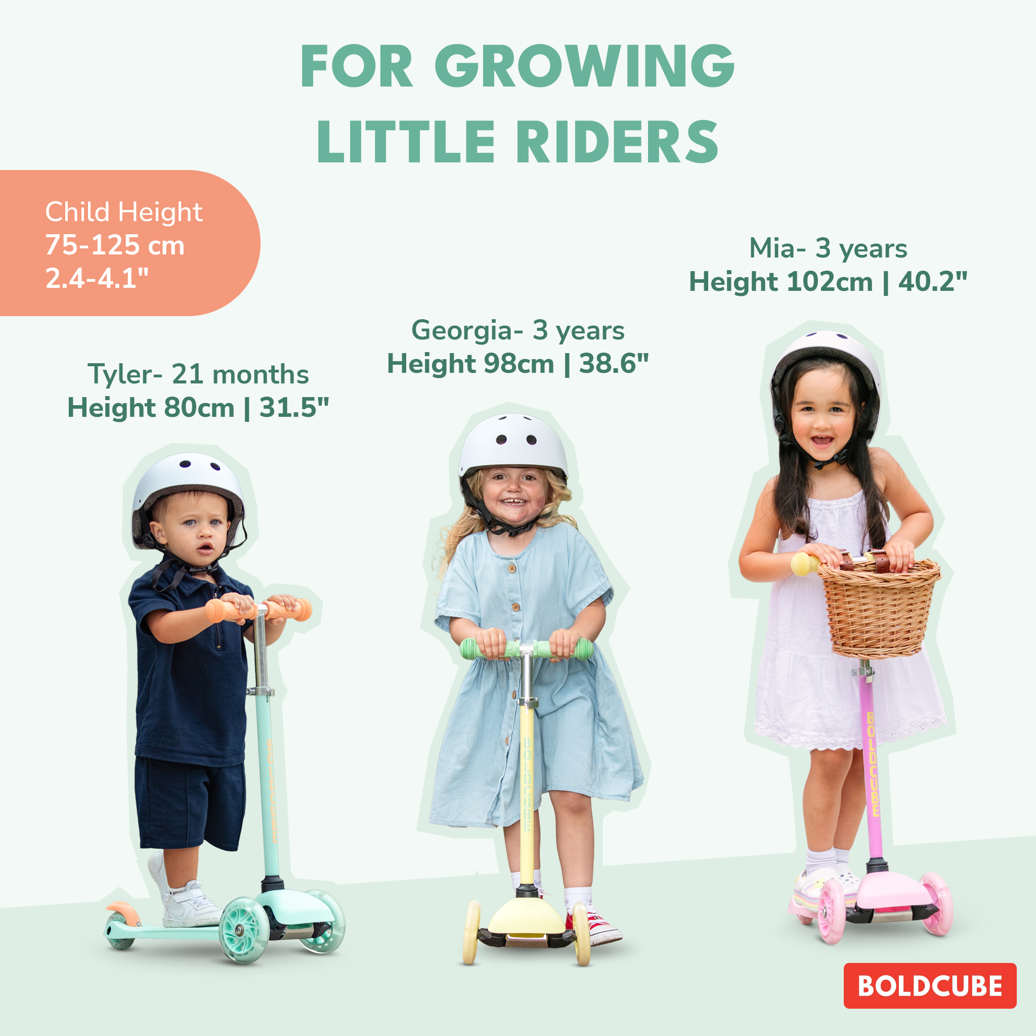 BOLDCUBE Teeny scooter, mint colorway