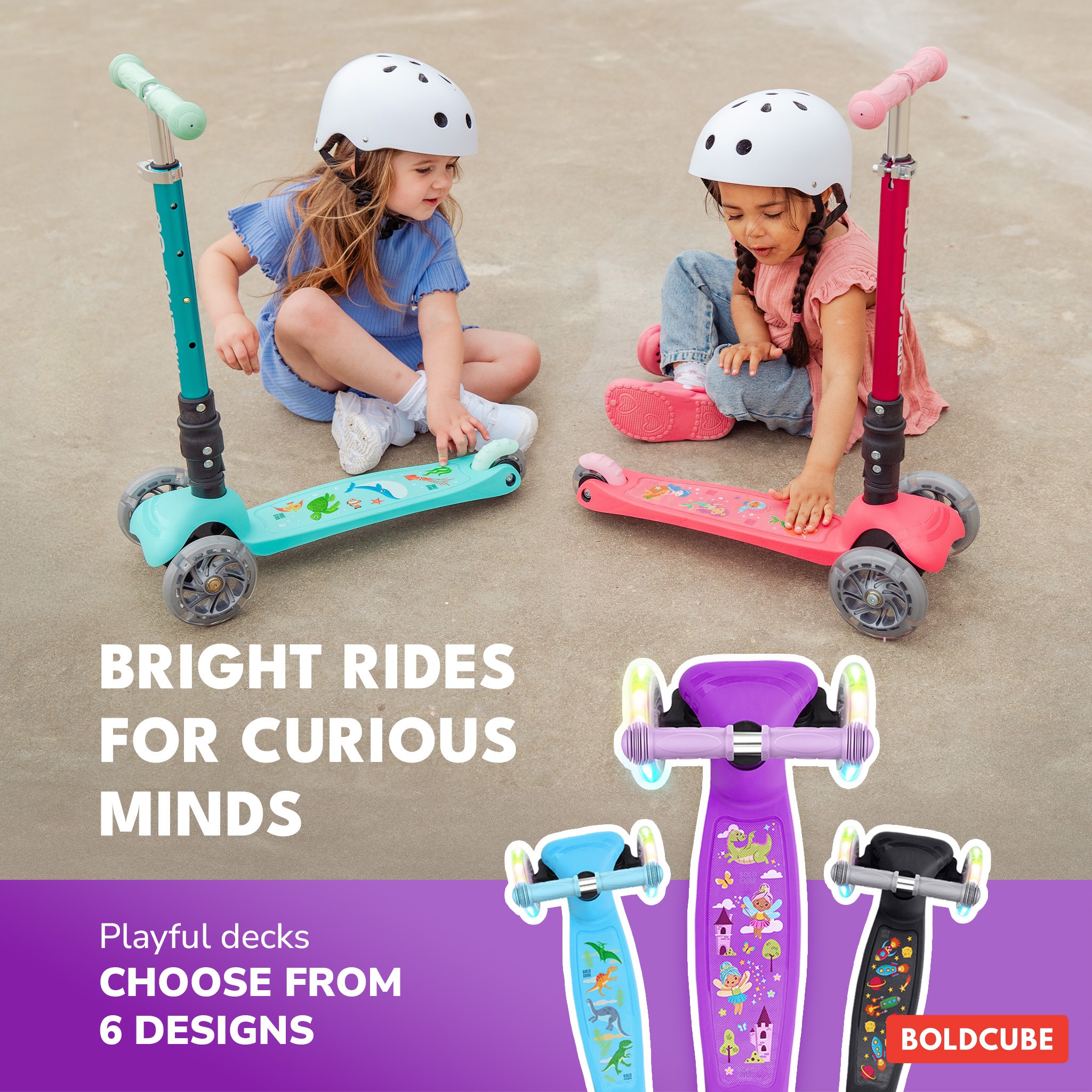 BOLDCUBE Teeny Fold, lilac: bright rides for curious minds