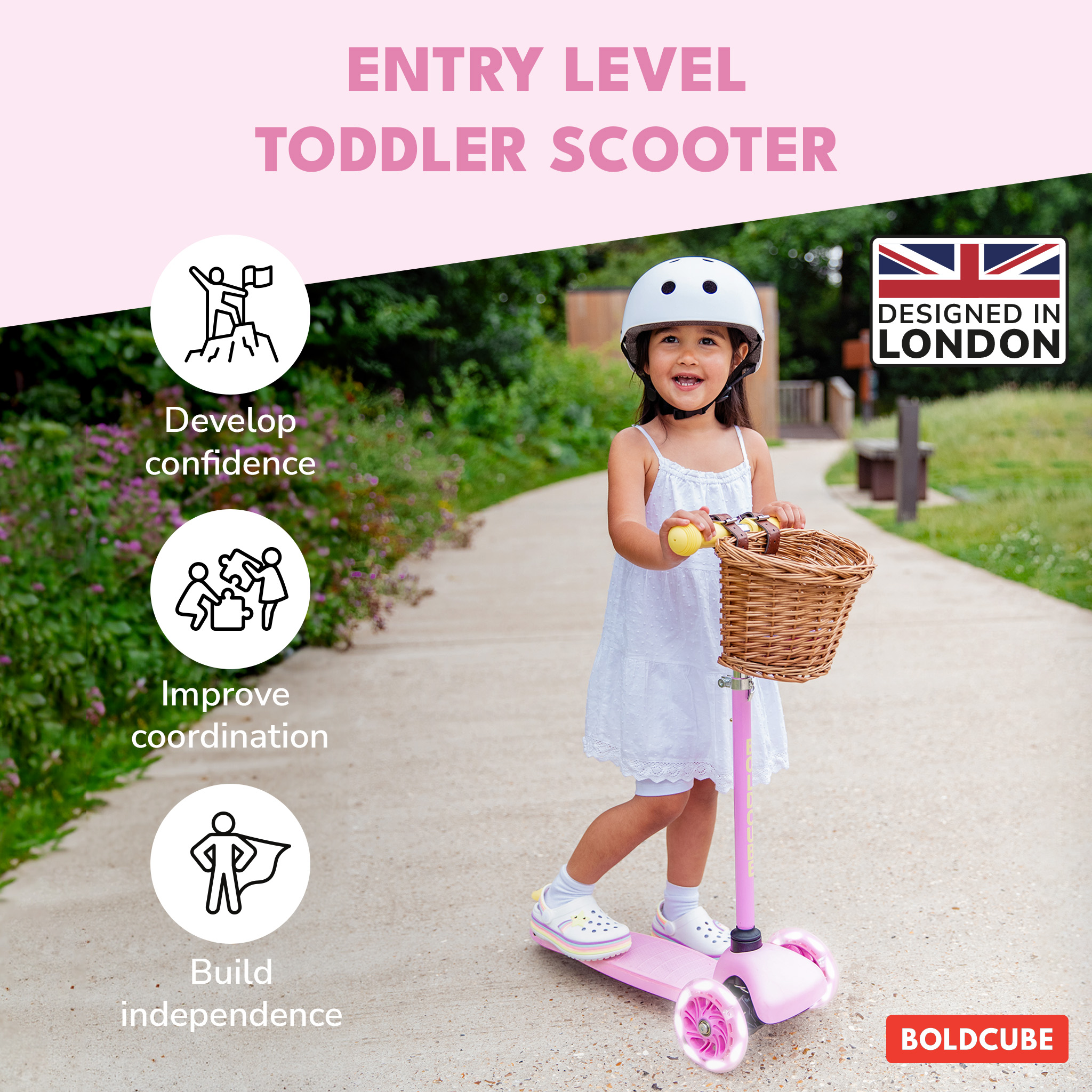 BOLDCUBE Teeny scooter, pink colorway
