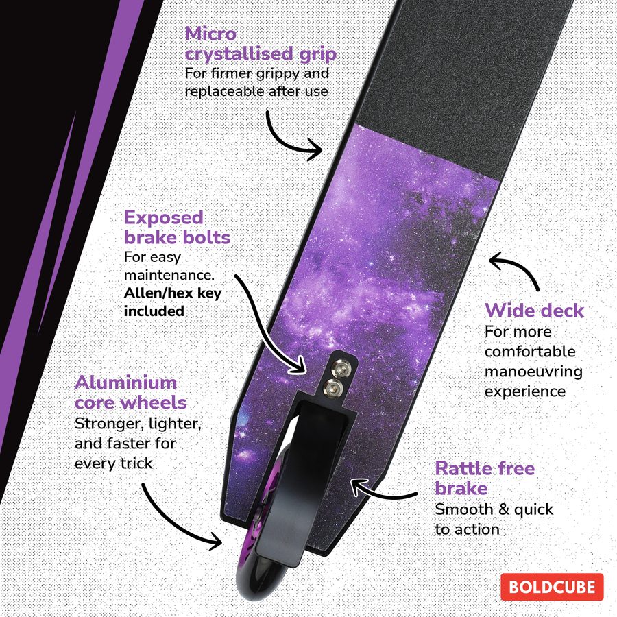 BOLDCUBE infographic, purple colorway